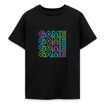 Trendiges Gamer Shirt GAME GAME GAME GAME - Teenager T-Shirt - Schwarz - Vorne - AI Model Teenager Male light (155cm)
