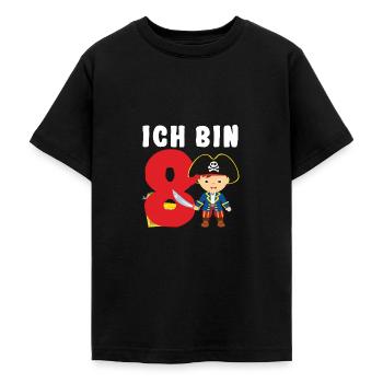 8.Geburtstag Pirat Piraten Geschenk - Teenager T-Shirt - Schwarz - Vorne - AI Model Teenager Male light (155cm)
