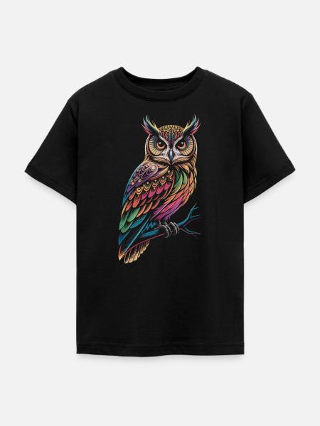 Bunte Eule – Mystisch & Farbig - Teenager T-Shirt - Schwarz