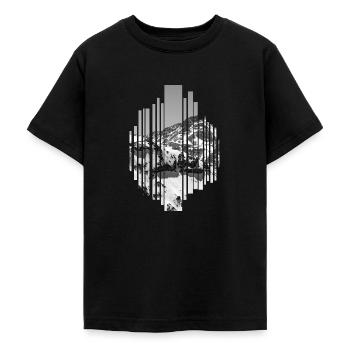 Berggipfel in schwarz weiß - Teenager T-Shirt - Schwarz - Vorne - AI Model Teenager Male light (155cm)
