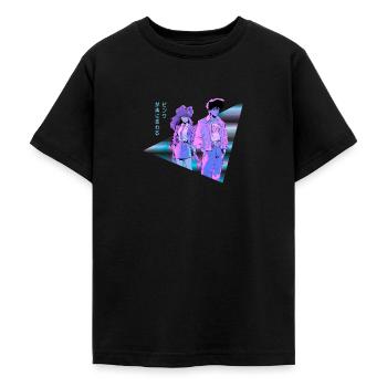 Vaporwave Anime Esthétique couple mélancolique - T-shirt Ado - noir - Devant - AI Model Teenager Male light (155cm)