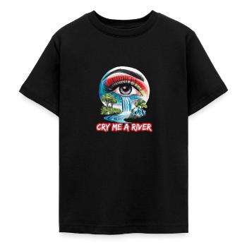 Auge mit Wasserfall für eine Kunstliebhaber - Teenager T-Shirt - Schwarz - Vorne - AI Model Teenager Male light (155cm)