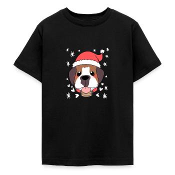Weihnachten – Weihnachtspullover – Bernhardiner - Teenager T-Shirt - Schwarz - Vorne - AI Model Teenager Male light (155cm)