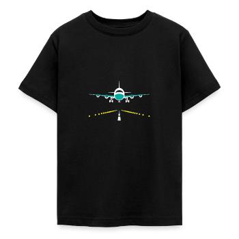 Flugzeug landet, Flughafen - Teenager T-Shirt - Schwarz - Vorne - AI Model Teenager Male light (155cm)