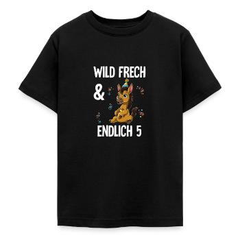 5. Geburtstag Pferd Wild Frech Und Endlich 5 Jahre - Teenager T-Shirt - Schwarz - Vorne - AI Model Teenager Male light (155cm)