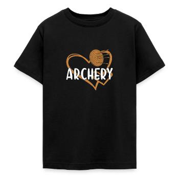 Tir à l’arc Sport Heart - T-shirt Ado - noir - Devant - AI Model Teenager Male light (155cm)