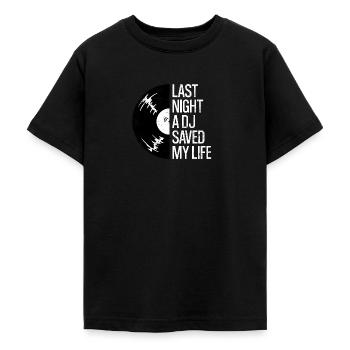 Hier soir, un DJ m’a sauvé la vie - T-shirt Ado - noir - Devant - AI Model Teenager Male light (155cm)