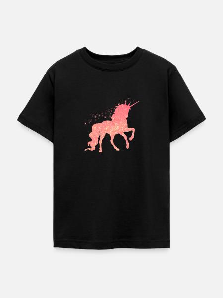 Das rote glitzer Einhorn - Teenager T-Shirt - Schwarz
