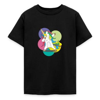 Dabbing Unicorn / Swag / Einhorn / Geschenk Shirt - Teenager T-Shirt - Schwarz - Vorne - AI Model Teenager Male light (155cm)