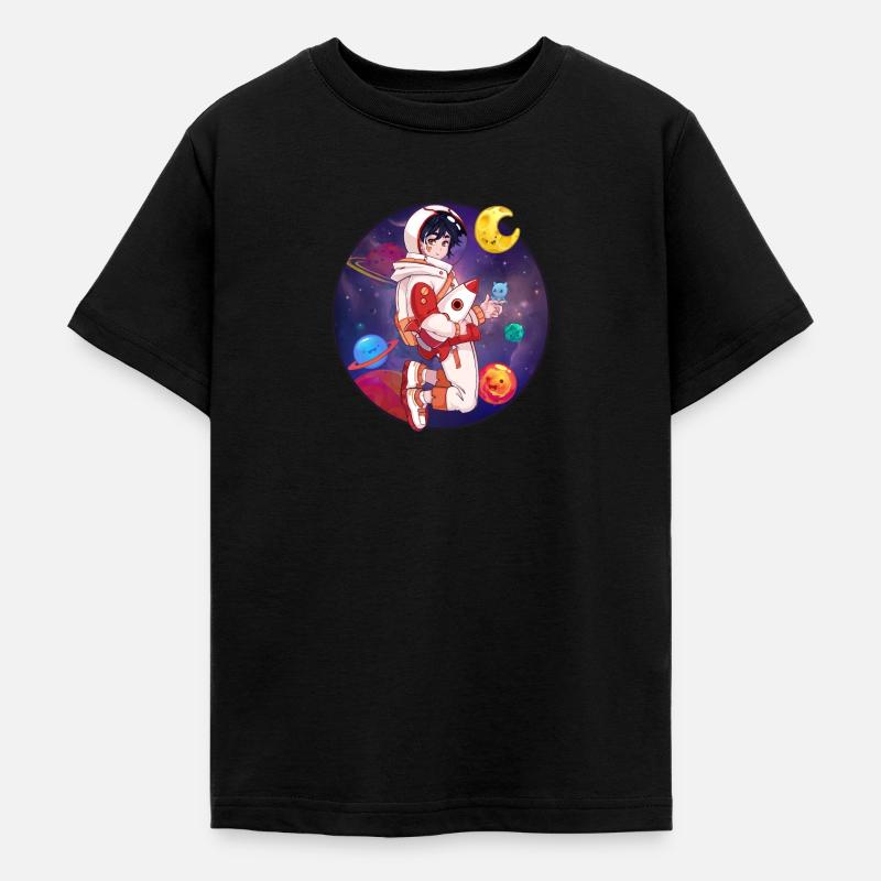 Garçon cosmonaute chibi dans l'espace - T-shirt Ado - noir