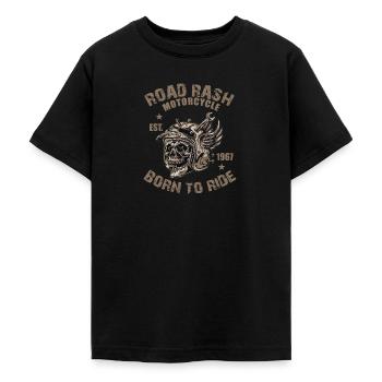 motorrad skelett biker grunge trend - Teenager T-Shirt - Schwarz - Vorne - AI Model Teenager Male light (155cm)