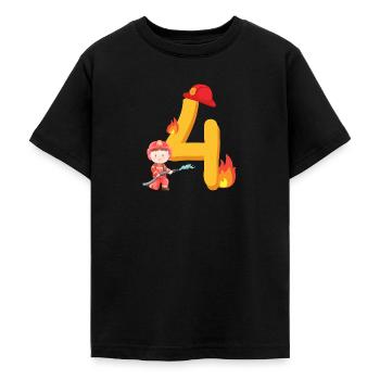 Quatrième anniversaire Extinction d’incendie des pompiers pour le 4e anniversaire - T-shirt Ado - noir - Devant - AI Model Teenager Male light (155cm)