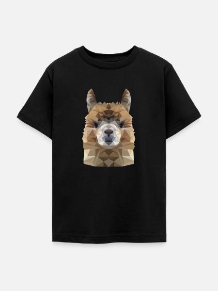 Alpaka Polygon - Teenager T-Shirt - Schwarz