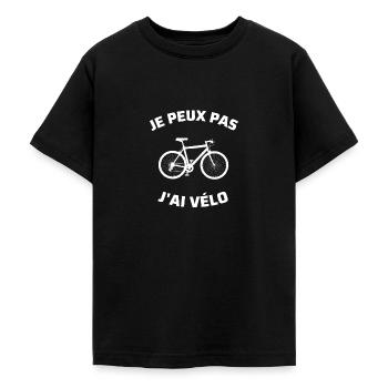 t shirt je peux pas j'ai velo humour cycliste vélo - T-shirt Ado - noir - Devant - AI Model Teenager Male light (155cm)