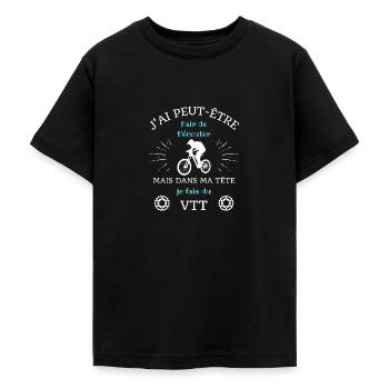 t shirt dans ma tete vtt humour vététiste homme - T-shirt Ado - noir - Devant - AI Model Teenager Male light (155cm)