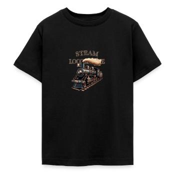 Locomotive à vapeur, locomotive à vapeur, chemin de fer nostalgique - T-shirt Ado - noir - Devant - AI Model Teenager Male light (155cm)