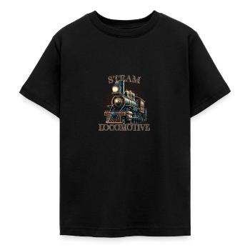 Steam Locomotive Nostalgic Railway Steam Engine - Teenage T-Shirt - black - Front - AI Model Teenager Male light (155cm)