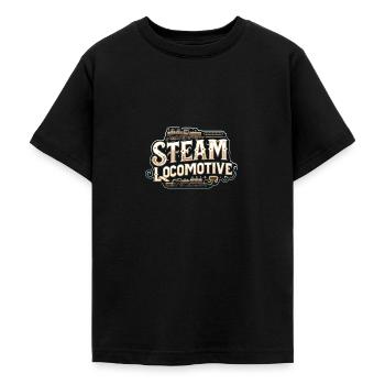 Steam locomotive steam engine nostalgic railway - Teenage T-Shirt - black - Front - AI Model Teenager Male light (155cm)