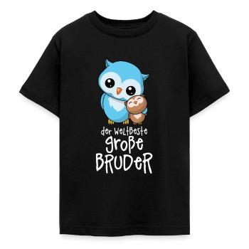 Der weltbeste große Bruder - Großer Bruder Eulen - Teenager T-Shirt - Schwarz - Vorne - AI Model Teenager Male light (155cm)