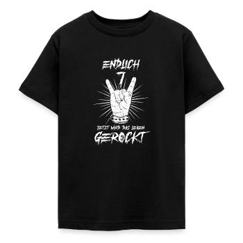 ENDLICH 7 - 7. Geburtstag - Teenager T-Shirt - Schwarz - Vorne - AI Model Teenager Male light (155cm)