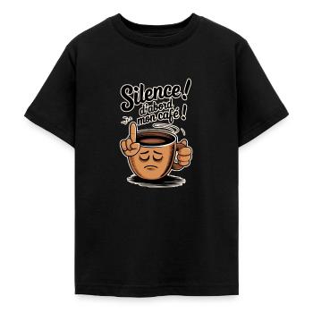 Be quiet! First my coffee - Teenage T-Shirt - black - Front - AI Model Teenager Male light (155cm)