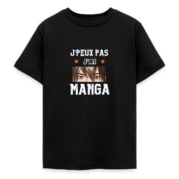 j'peux pas j'ai manga - idée cadeau fun humour - T-shirt Ado - noir - Devant - AI Model Teenager Male light (155cm)