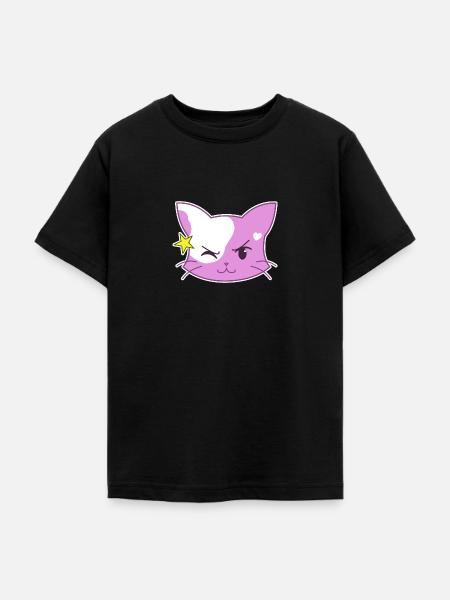 Herzkatze Standart Version zwinkernd - Teenager T-Shirt - Schwarz