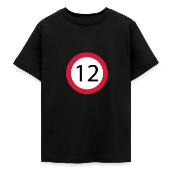 12 - Teenager T-Shirt - Schwarz - Vorne - AI Model Teenager Male light (155cm)