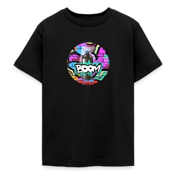 Bombe aérosol Grafitti Boom - T-shirt Ado - noir - Devant - AI Model Teenager Male light (155cm)