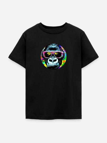 Gorilla mit Kopfhörer und Sonnenbrille - Teenager T-Shirt - Schwarz