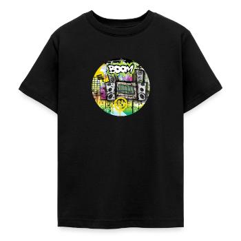 Boom Box with Smiley - Graffiti - Teenage T-Shirt - black - Front - AI Model Teenager Male light (155cm)