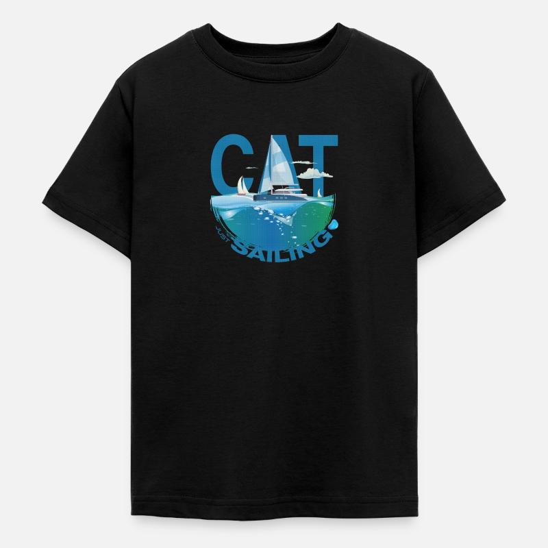 Chat / Catamaran - Just Sailing - Katamaran - T-shirt Ado - noir