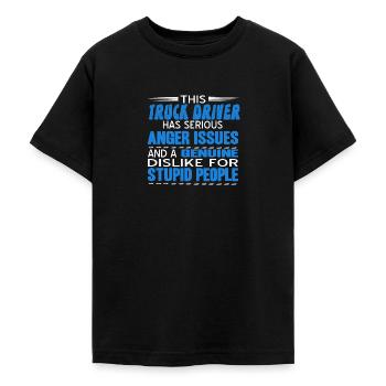 Drôle de camionneur Véritable aversion pour les gens stupides - T-shirt Ado - noir - Devant - AI Model Teenager Male light (155cm)