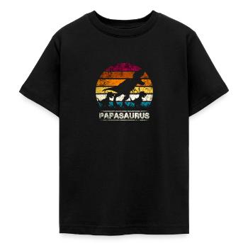 Papasaurus retro Vintage Vatertag - Teenager T-Shirt - Schwarz - Vorne - AI Model Teenager Male light (155cm)