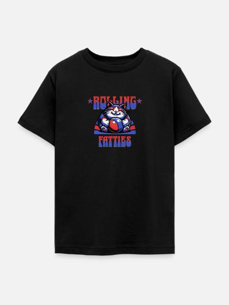 CAT ROLLING FATTIES - Teenager T-Shirt - Schwarz