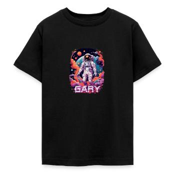 GARY - Beau nom de garçon avec astronaute cool - T-shirt Ado - noir - Devant - AI Model Teenager Male light (155cm)