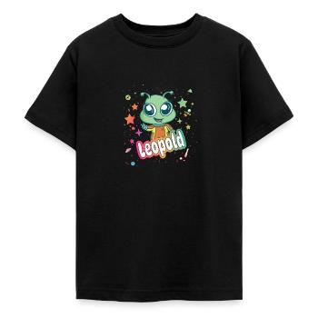 LEOPOLD - Beau nom de garçon avec un extraterrestre mignon - T-shirt Ado - noir - Devant - AI Model Teenager Male light (155cm)