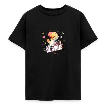 CLAIRE - Beau prénom de FILLE avec mignon DINO T-REX - T-shirt Ado - noir - Devant - AI Model Teenager Male light (155cm)