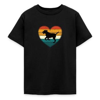 Hund retro herz - Teenager T-Shirt - Schwarz - Vorne - AI Model Teenager Male light (155cm)