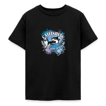 Catfish catfish fish catfish for splashes of paint - Teenage T-Shirt - black - Front - AI Model Teenager Male light (155cm)