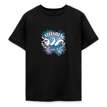 Poisson-chat Wels Waller sur des taches de couleur - T-shirt Ado - noir - Devant - AI Model Teenager Male light (155cm)