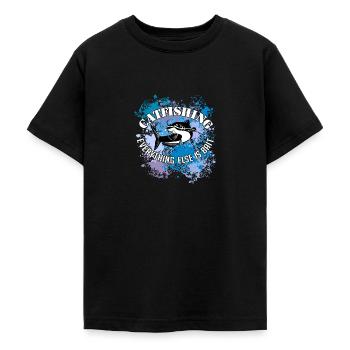 Poisson-chat Wels Waller sur des taches de couleur - T-shirt Ado - noir - Devant - AI Model Teenager Male light (155cm)