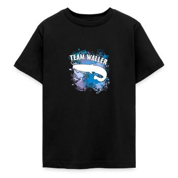 Poisson-chat Wels Waller sur des taches de couleur - T-shirt Ado - noir - Devant - AI Model Teenager Male light (155cm)