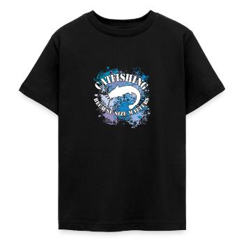 Poisson-chat Wels Waller sur des taches de couleur - T-shirt Ado - noir - Devant - AI Model Teenager Male light (155cm)