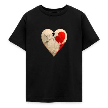 CŒUR BRISÉ - T-shirt Ado - noir - Devant - AI Model Teenager Male light (155cm)