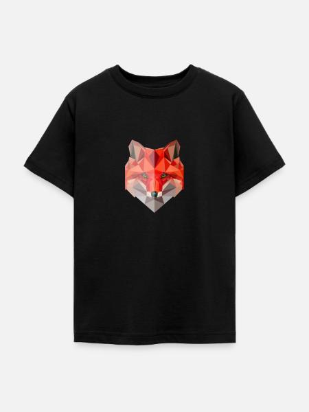 Fuchs Polygon - Teenager T-Shirt - Schwarz