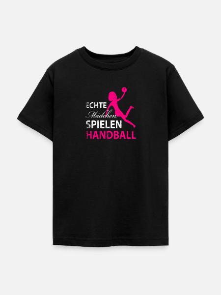 Echte Maedchen spielen Handball - Teenager T-Shirt - Schwarz
