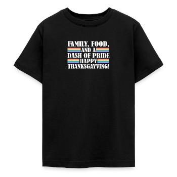 Gay Thanksgiving Thanksgayving Coming Out Dinner - Teenage T-Shirt - black - Front - AI Model Teenager Male light (155cm)