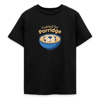 Porridge drôle, nourriture saine, petit-déjeuner à l'avoine - T-shirt Ado - noir - Devant - AI Model Teenager Male light (155cm)