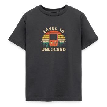 Level 10 freigeschaltet - Teenager T-Shirt - Dunkelgrau - Vorne - AI Model Teenager Male light (155cm)